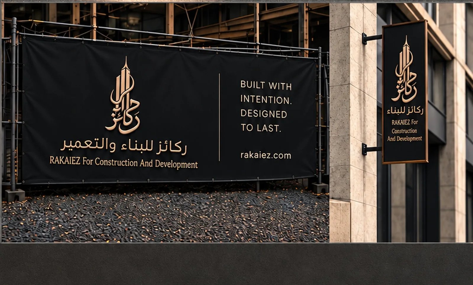 لافتة موقع المشروع واللوحة المعلقة